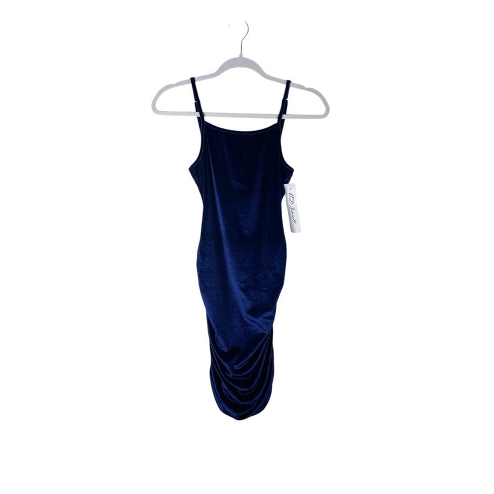 BD Junior Navy Velvet Ruched Dress Sleeveless Size 1